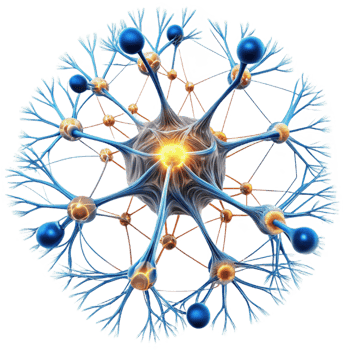 nostalgic spectacular An intricate web of interconnected neurons, firing with electrical impulses, visualized as glowing lines and nodes sharp png