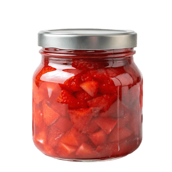 Homemade strawberry jam in a glass jar. Sweet, delicious, and perfect for breakfast. png