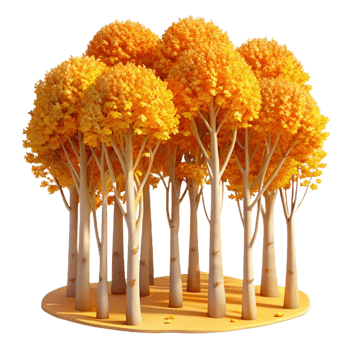 picturesque notable A grove of aspen trees with golden leaves, autumnal colors, warm sunlight, png