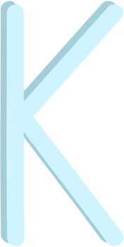 Lovely blue colors and style of english alphabet capital letter K. png