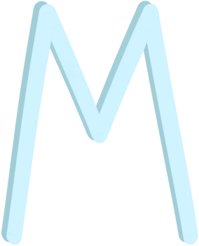 Lovely color and style of english alphabet capital letter M. png