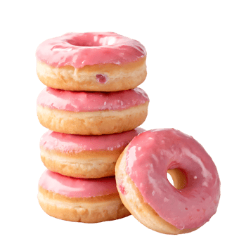 Stack of pink glazed donuts, delicious treat png