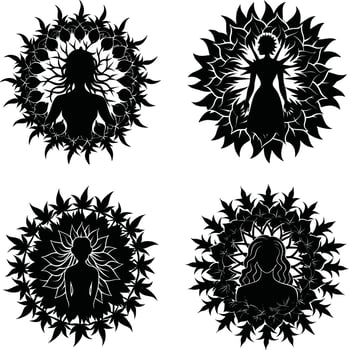 Botanical Outline Pack Decorative Black Flower Graphics Set for Artwork and Projects vector
