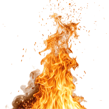 Intense flames rising against a black background. png