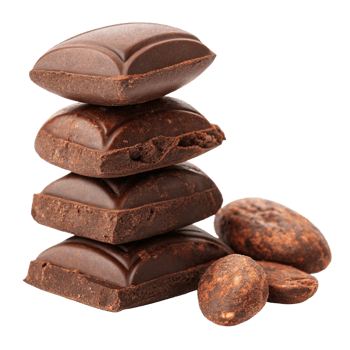 Delicious Dark Chocolate Stack with Roasted Cocoa Beans Closeup png