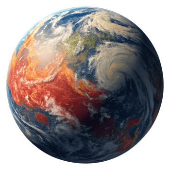Stunning Visualization of Earth Showing Climate Change Effects and Extreme Weather png