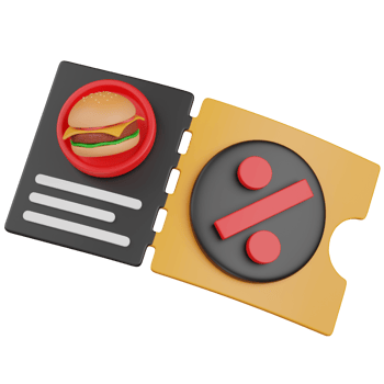 3d render Burger coupon with discount icon png