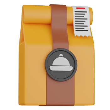 3d render Takeaway food package with a receipt icon png