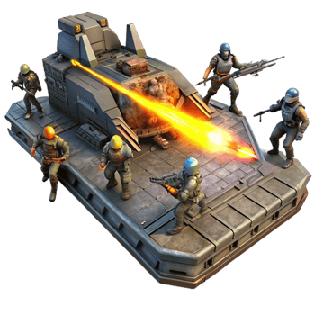 fascinating mid century A group of space pirates boarding a derelict spaceship, laser fire illuminating the chaotic scene. Dark, gritty lighting. Space opera style sharp png