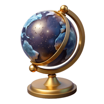 vibrant abstract Antique Globe Cutout with Stand Detail professional png