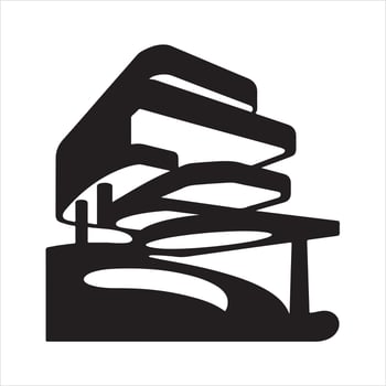 An abstract architecture with a thick outline silhouette vector