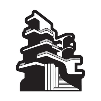 An abstract architecture with thick outline silhouette vector