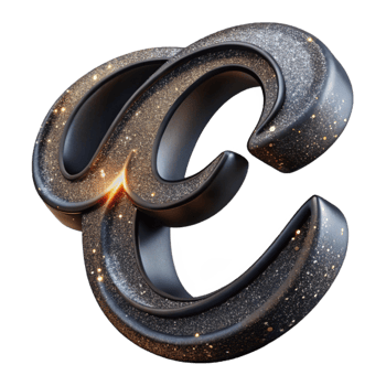 wonderful modern Black Calligraphy Initial E Transparent Background png