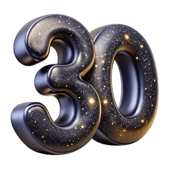 impressive contemporary Black Calligraphy Number 30 Transparent Background professional png