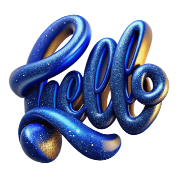 serene classic Blue Calligraphy Script Word Hello Isolated high quality png