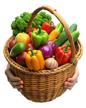 Lady Showing Off Vegetable Basket Transparent png