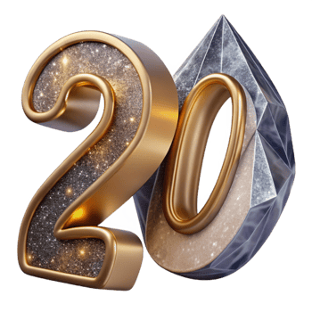 elegant abstract Bold Calligraphy Number 20 Transparent Background premium png