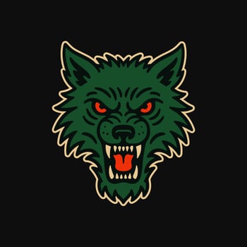 Angry wolf head tattoo illustration vector