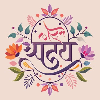 happy family with children and buddha in indian style. vector