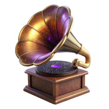 beautiful creative Classic Phonograph Side Angle Isolated on White professional png