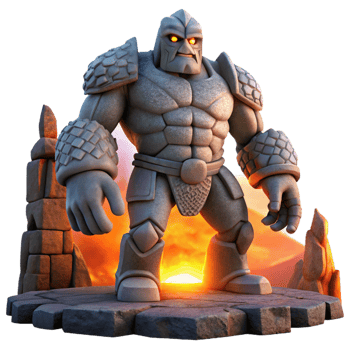 exquisite dramatic coastal A powerful golem guarding an ancient city, dramatic sunset lighting, digital painting style exclusive png
