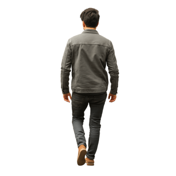 Man Walking With His Back To Camera. Isolated on Transparent Background png