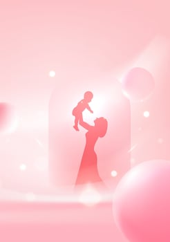 Mother's Day vertical illustration mother holding child vector