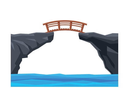 Wooden Footbridge, Architectural Design Element, Bridge Construction Flat Illustration vector