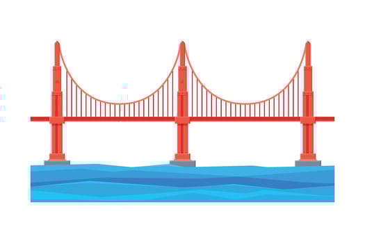Golden Gate Bridge, Architecture and City Construction Flat Illustration vector