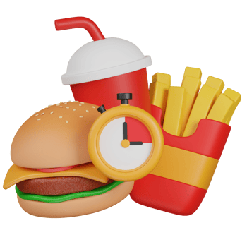 3d render Fast food meal with burger, fries, and soda, ready in no time illustration png