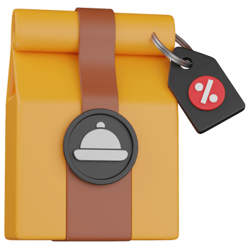 3d render Food delivery package with a discount tag icon png