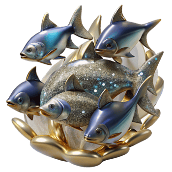 wonderful creative Glass Sculpture Fish School Swimming Formation Cutout original png