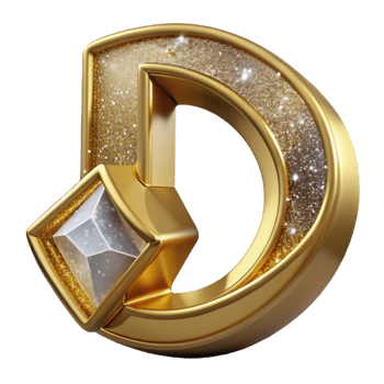 magnificent rustic Gold Calligraphy Initial D Transparent Background detailed png