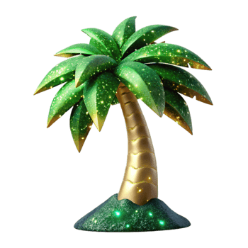 serene rustic Green Palm Tree Silhouette Cutout authentic png