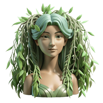 captivating ethereal art deco A serene dryad emerging from a willow tree, dappled sunlight filtering through the leaves, art nouveau style professional png