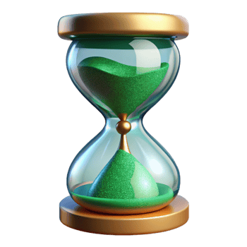 stunning modern Hourglass with Green Sand Front View Isolated Element original png