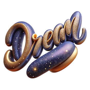 vibrant abstract Italic Calligraphy Word Dream Isolated exclusive png