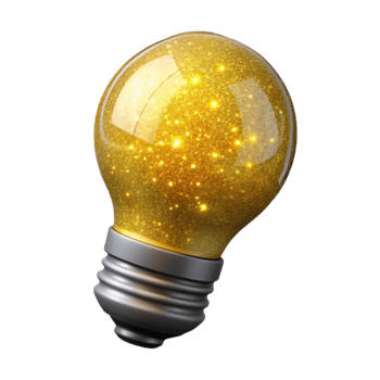 serene contemporary Lemon Yellow Lightbulb Cutout with Glowing Filament high quality png