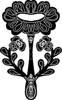 a black and white drawing of a flower with a stem vector