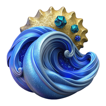 beautiful traditional Ocean Wave Fractal Pattern Blue Cutout Top View genuine png