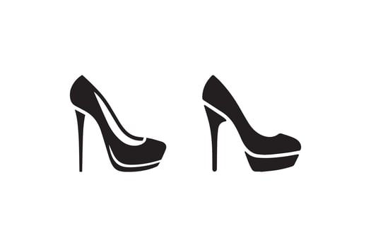 Two black and white high heel shoes on a white background vector