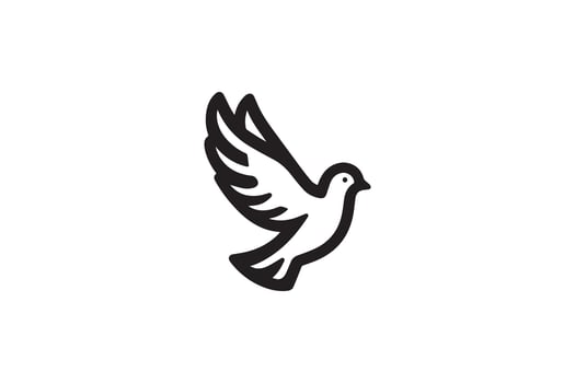 A black and white image of a dove flying vector