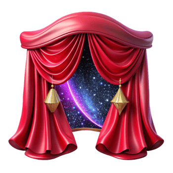 serene minimalist Red Velvet Curtain Draped Cutout professional png
