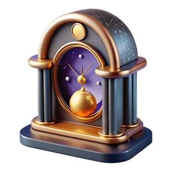 dramatic contemporary Retro Mantel Clock Isolated with Pendulum authentic png