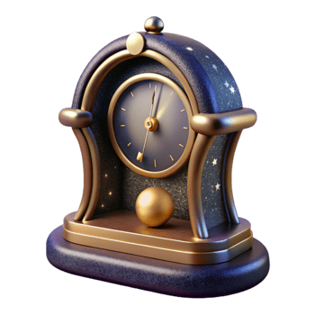 vibrant modern Retro Mantel Clock Isolated with Pendulum authentic png