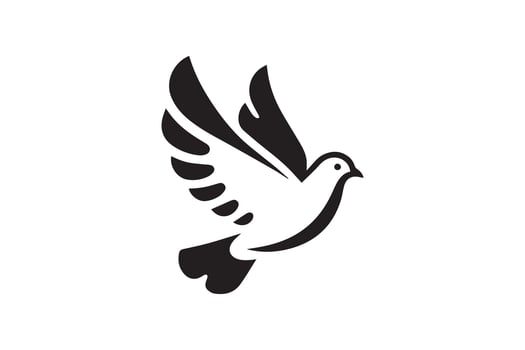 A black and white dove icon on a white background vector