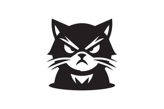 A black and white cat head logo vector