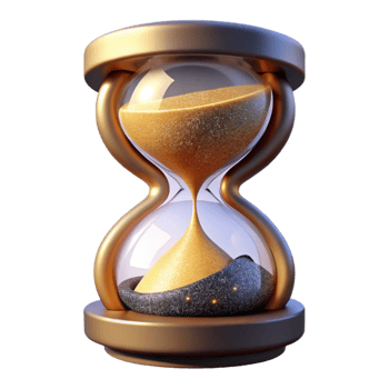 dramatic artistic Sand Timer with Fine Sand Side View Isolated Element premium png