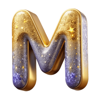 beautiful artistic Starburst Font Letter M Transparent Background png