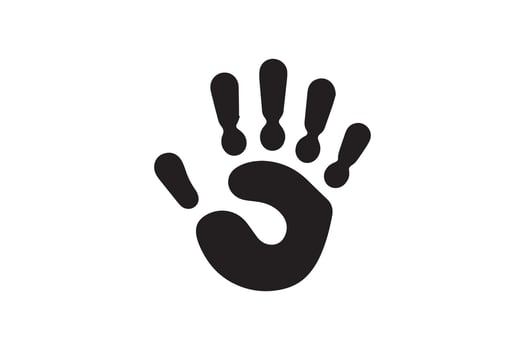 A black hand print on a white background vector